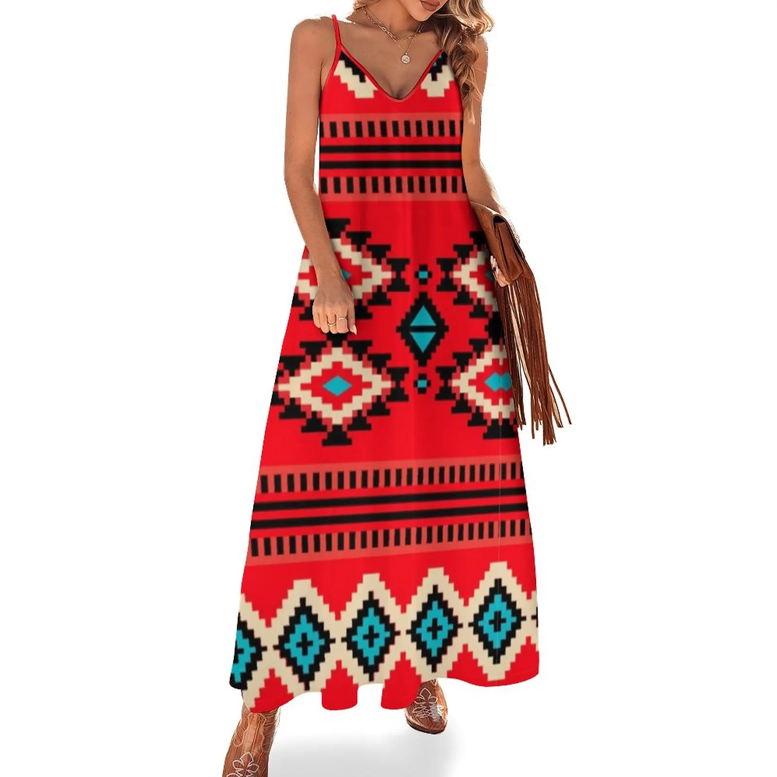 

Indigenous Pattern Sleeveless Dress dresses for woman Dress women elegant dress women long dresses