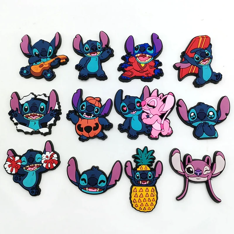 MESUCA 8-22Pcs Stitch Shoe Charms Cartoon DIY Shoes Accessories For Clogs Sandals Decorations Kids X-mas Gifts