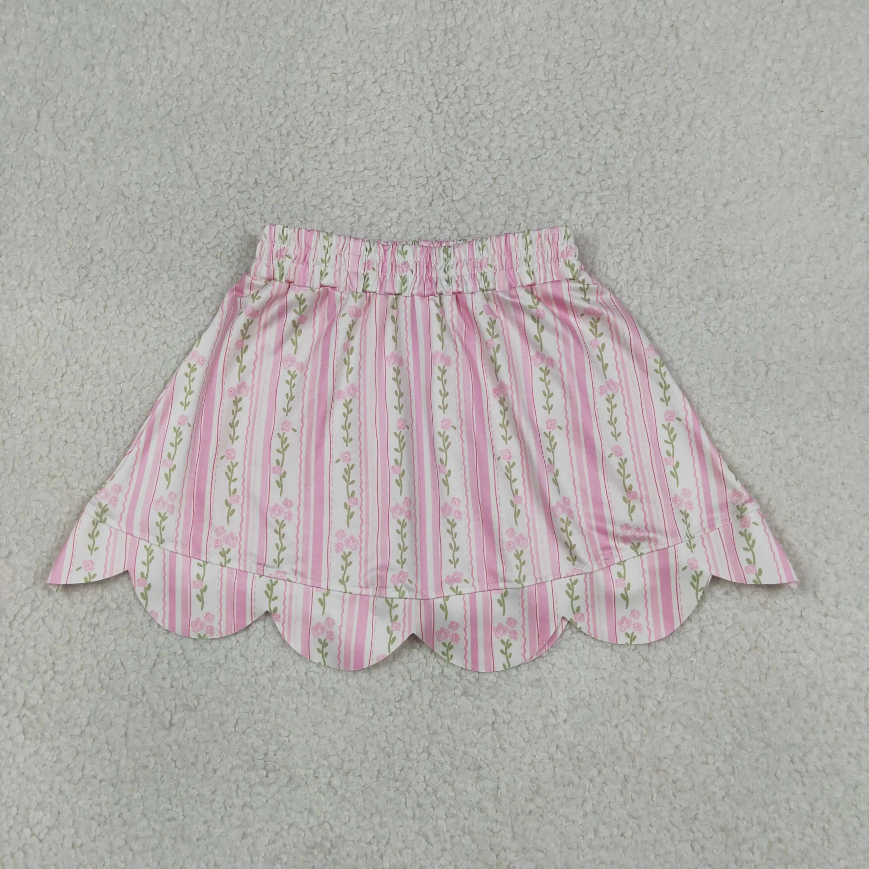 Wholesale Kids Children Skirt Adjustable Shorts Bottoms Toddler Breathable Boutique Baby Girl Floral Stripes Clothes