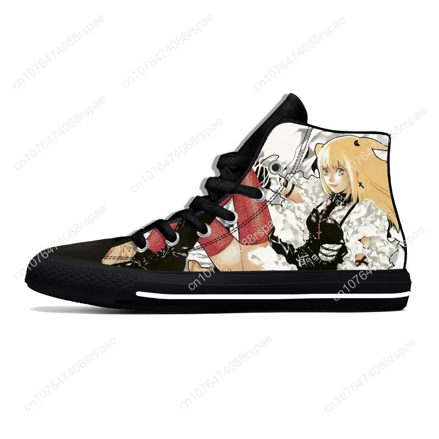 Japanse Anime Cartoon Death Note Amane Misa Schattige Casual Stoffen Schoenen Hoge Top Lichtgewicht Ademende 3d Print Heren Dames Sneakers