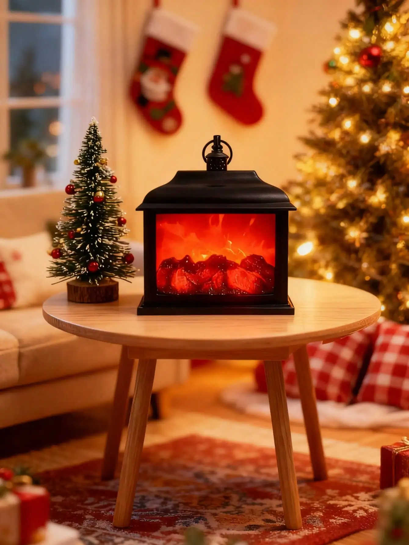 Simulated Flameless Fireplace Light - USB/Battery, Realistic Red Flame, LED Ambient Light for Halloween/Xmas/Living Room/Patio,