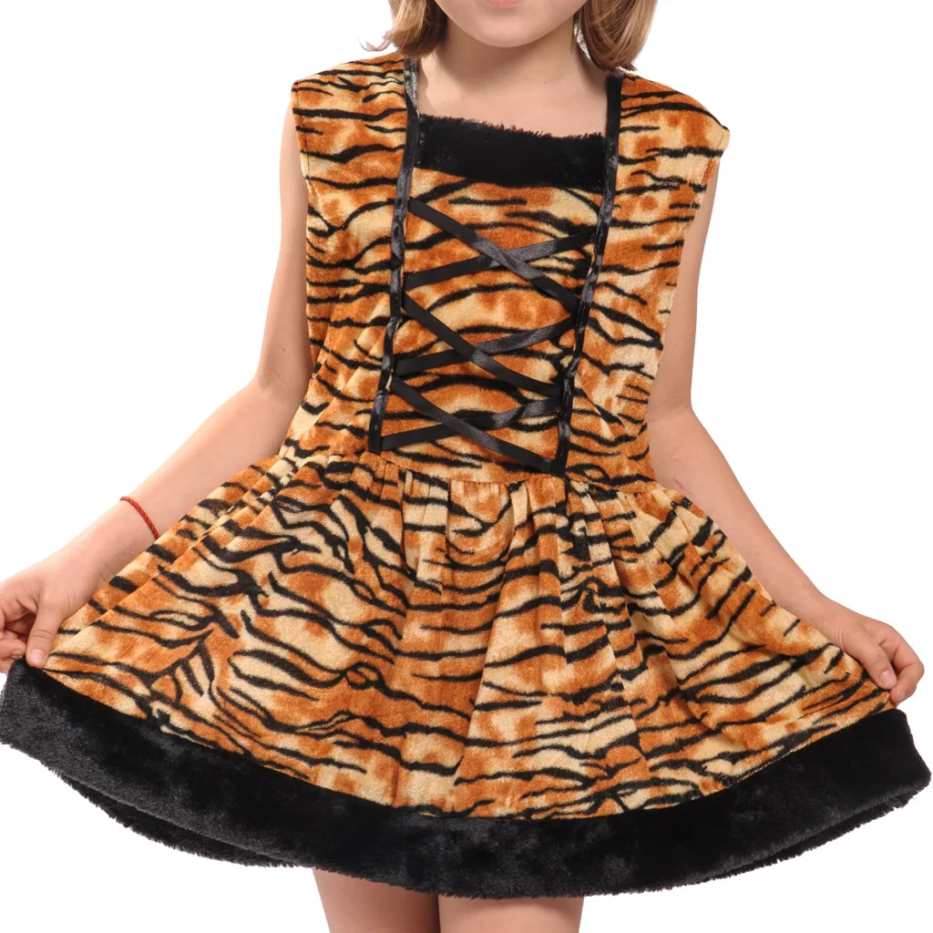 Tiger Mädchen Cosplay Custume für Kinder Tiger Phantasie Kleid Tiger Kind Kostüm Halloween Purim Karneval Party Outfit Mädchen Kostüm