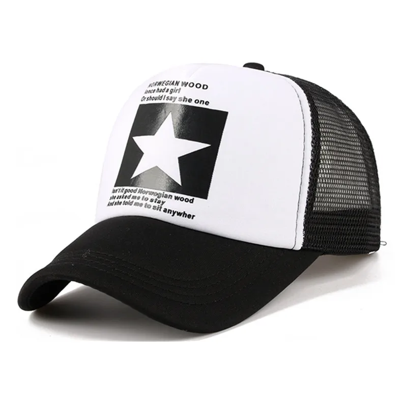 Czapka z daszkiem dla mężczyzn kobiety Hip Hop Pentagram regulowany Trucker Visor czapka przeciwsłoneczna letnia wiosna mężczyzna kobieta Mesh