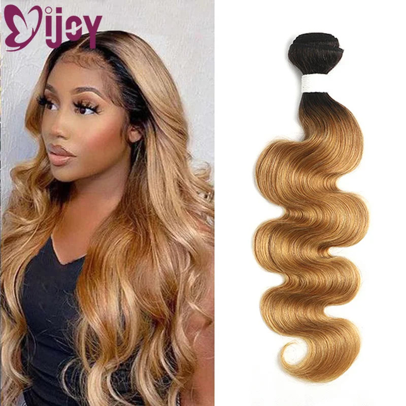 Body Wave มนุษย์ผม1/3 PCS Pre-สีผมบราซิล Ombre น้ำผึ้งสีบลอนด์ Non-Remy Hair สาน IJOY