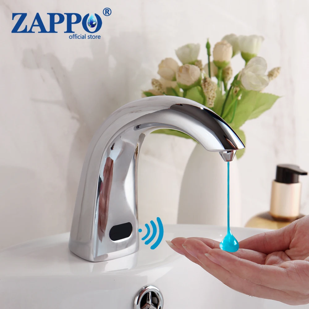 

Автоматический диспенсер для мыла ZAPPO, Бесконтактный Хромированный диспенсер жидкости с гальваническим покрытием для ванной и кухни