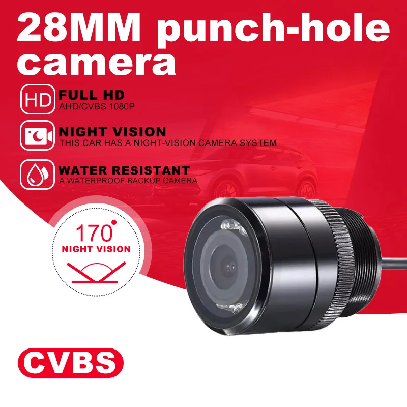 Professional 28mm CCD Car Backup Camera 170° Wide Angle IR Night Vision Waterproof Reverse Camera for Towbar & Bumper Mounting