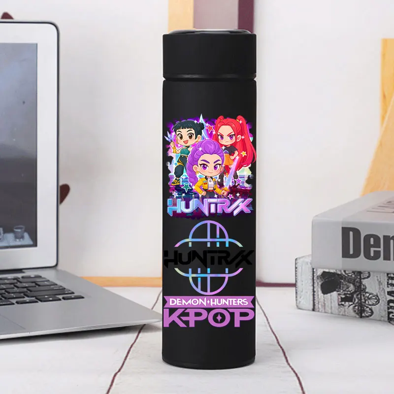 K-Pop Demon Hunters 500ML botella de agua de acero inoxidable mate estudiante dibujos animados Saja niños taza aislada al vacío regalos de cumpleaños