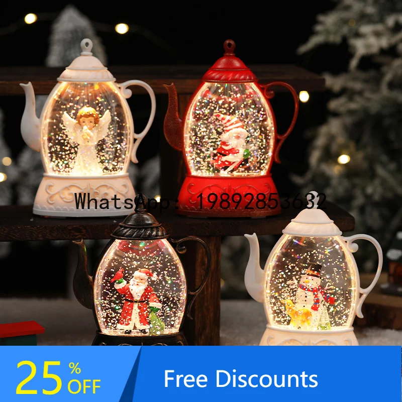 

XL Christmas Glowing Kettle Desktop Ornament Scene Decoration Gift