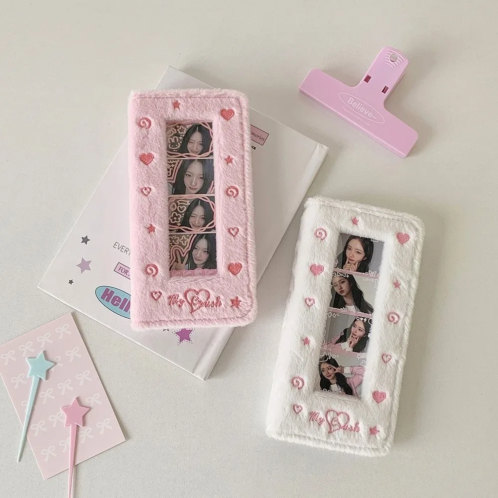 Four Grid Photo Korean Photocard Holder Embroidered ID Card Cover Idol Card Display Protector Idol Photo Card Picture