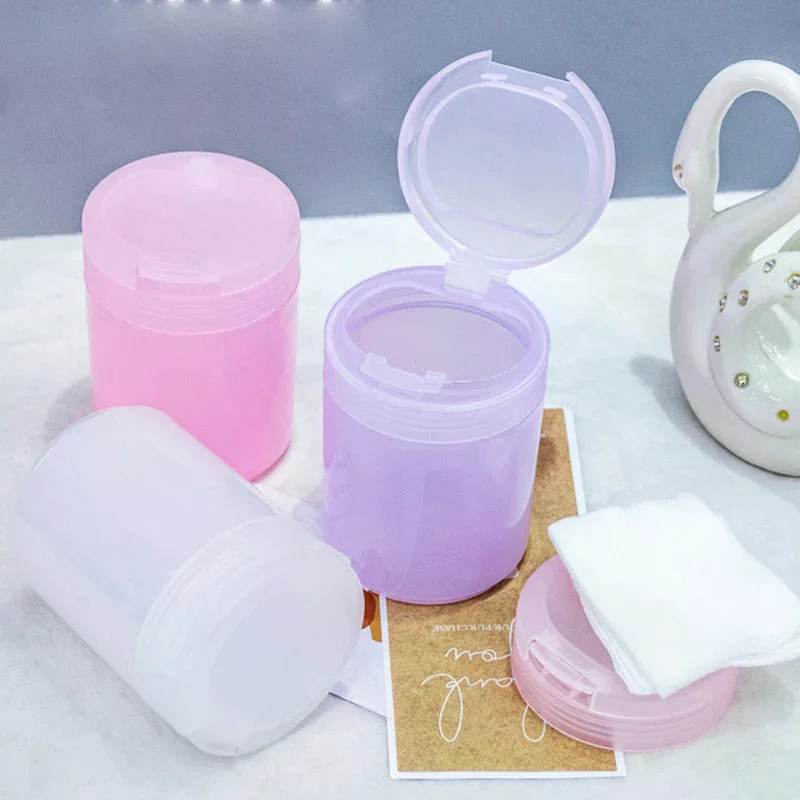 Cotton Balls Organizer Nail Cotton Pads Storage Cup With Clip Lid For Nail Polish Remover Cotton Swabs Manicure Makeup Tools