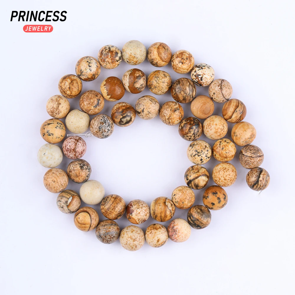 A++ Natural Picture Jasper 4 6 8 10 12mm Loose Beads for Jewelry Making Bracelet Necklace Needlework DIY Accessories