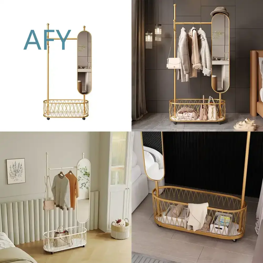 Fashion Full-length Mirror for Floor-to-ceiling Modern Light Luxury Rotating Coat Rack for Home Decor Living Room Bedroom