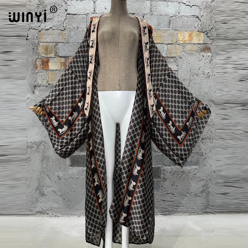 WINYI-Vestido largo holgado para mujer, cárdigan bohemio con capucha, estilo abaya, para fiesta y vacaciones en la playa, 2023