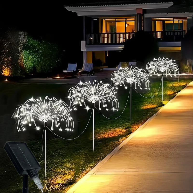 4er/6er-Set Solar-Gartenleuchten für den Außenbereich, intelligente Solar-Feuerwerkslichter für Garten, Terrasse und Feiertagsdekorationen