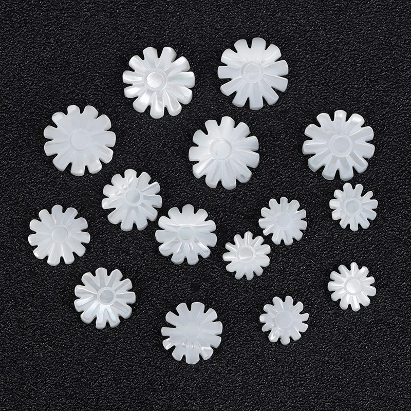 8/10/12mm Natural Mother Of Pearls Shell Charms Carved Sunflower Loose Seashell Beads For Jewelry Making Earrings Necklace DIY