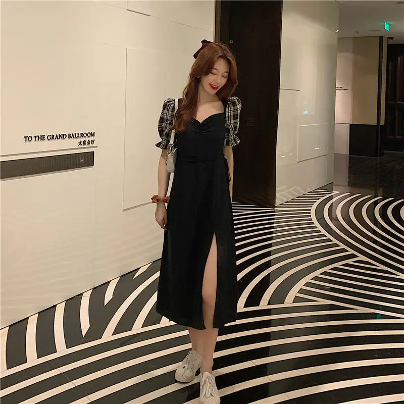 

Платья женские со складками в стиле пэчворк, простые, креативные, нежные, популярные, универсальные, в корейском стиле, женские летние, современные базовые, для отдыха