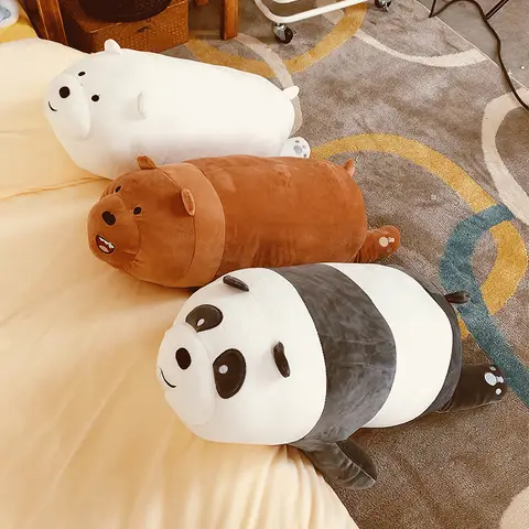 ﻿ Anime We Bare Bears Anime Plush Cuddly Pillow Grizzly Panda Ice Bear Peluche Stuffed Dolls Plushies Xmas Gifts