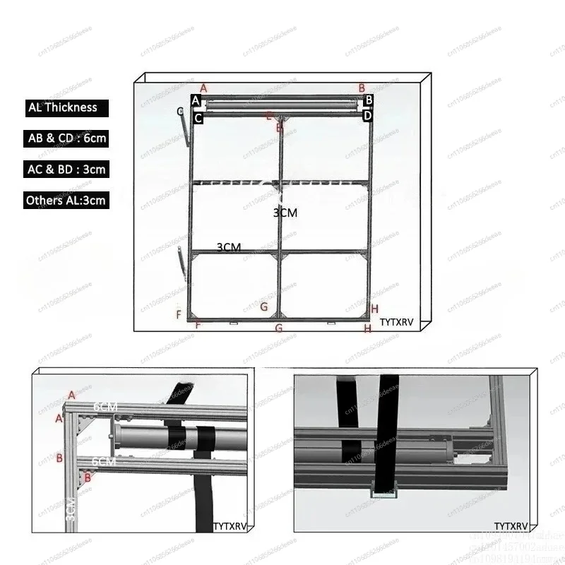 YBJRV Electric Adjustable Smart Lift Bed Aluminum Profile Lift Bed