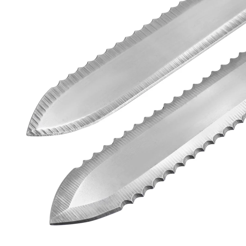 Honey Cutting Knife with Wooden Handle Stainless Steel Blade Beekeeping Tool Flat Mouth Single And Double Tooth Edges To Choose
