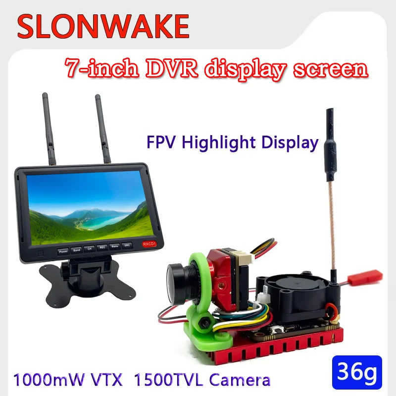 SLONWAKE 1000mW Transmitter and B19 1500TVL camera+5.8G IPS HD 600cd/m2 Screen 7 inch ips high light high definition display