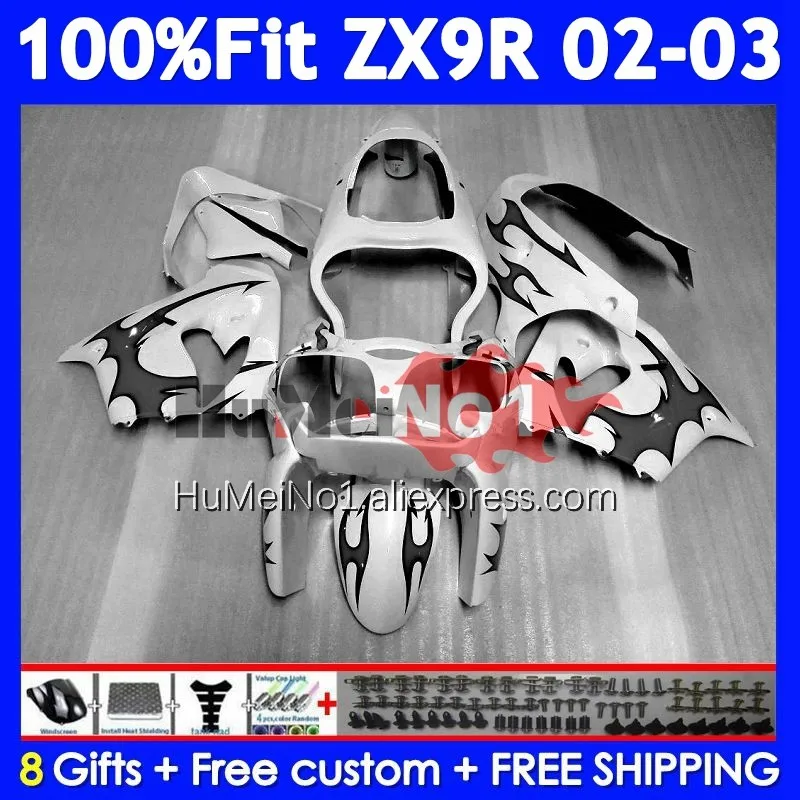 OEM Body For KAWASAKI NINJA ZX-9R ZX 9R 900 CC 9 R 215No.38 Black flames ZX900 ZX9 900CC ZX9R 02 03 2002 2003 Injection Fairing