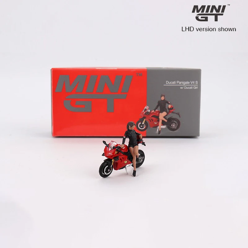 MiniGT 1:64 Ducati Panigale V4 avec mode modèle Miniature moulé sous pression pour fille # Collection de figurines de voiture en alliage 682, jouet de décoration de bureau, cadeau