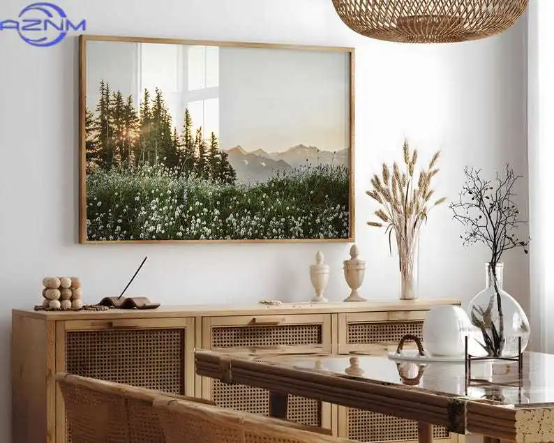 AZNM AZNM Large Green Wildflowers Botanical Wall Art Poster Scandinavian Forest Landscape Canvas Print for Modern Living Room Ho