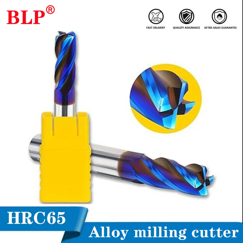 Cnc Tungsten Steel Blue HRC65 4-Flute Milling Cutter Alloy Stainless Steel Special Milling Cutter Quenched Hard Coated CNC Tools