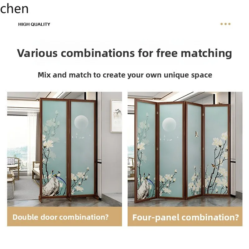 HT Entryway Partition Living Room Door Screen Internet Celebrity Screen Gauze Hall Tea Room Chinese Style Screen Cloth