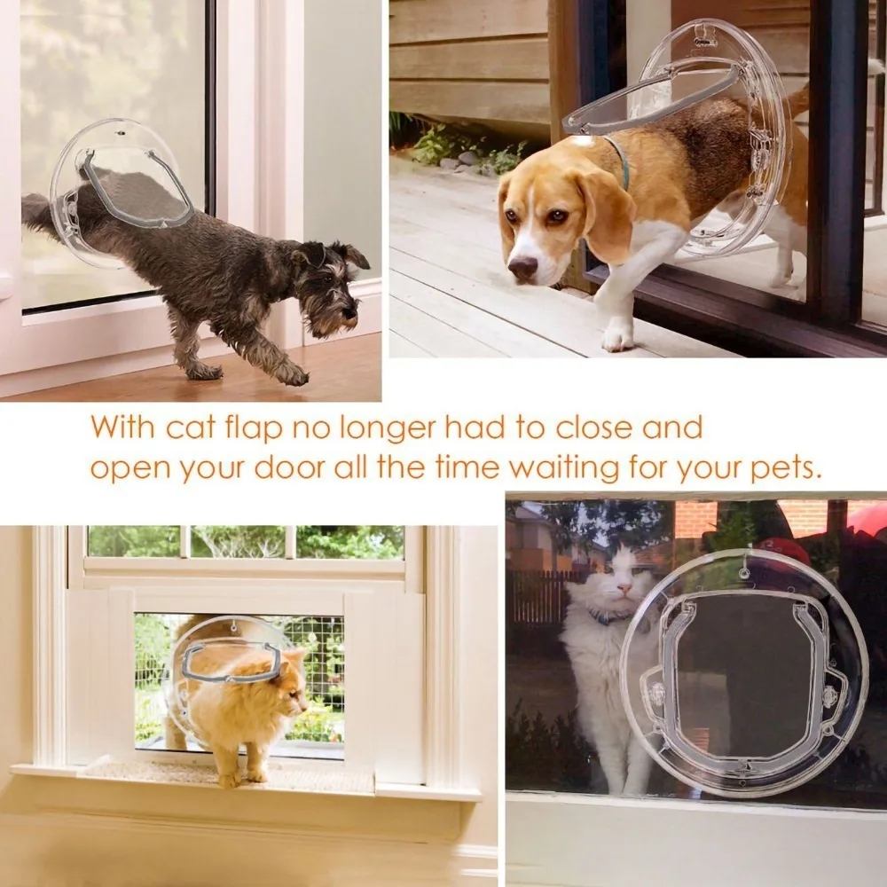 Secure Small Size Cat Flap Door Noise Reduction Secure Locking 4 Way Locking Pet Door Cat Entry Door for Indoor Use