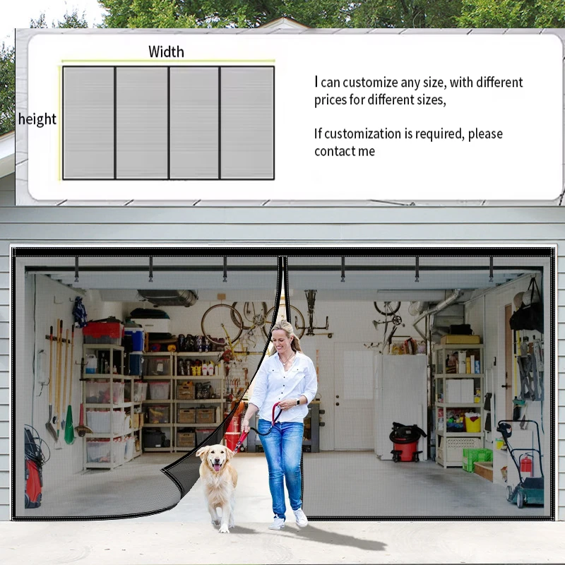 Custom Size Magnetic Door Screen Mosquito Net  Summer Anti insect Mesh Automatic Closing Curtain Garage door curtain large size