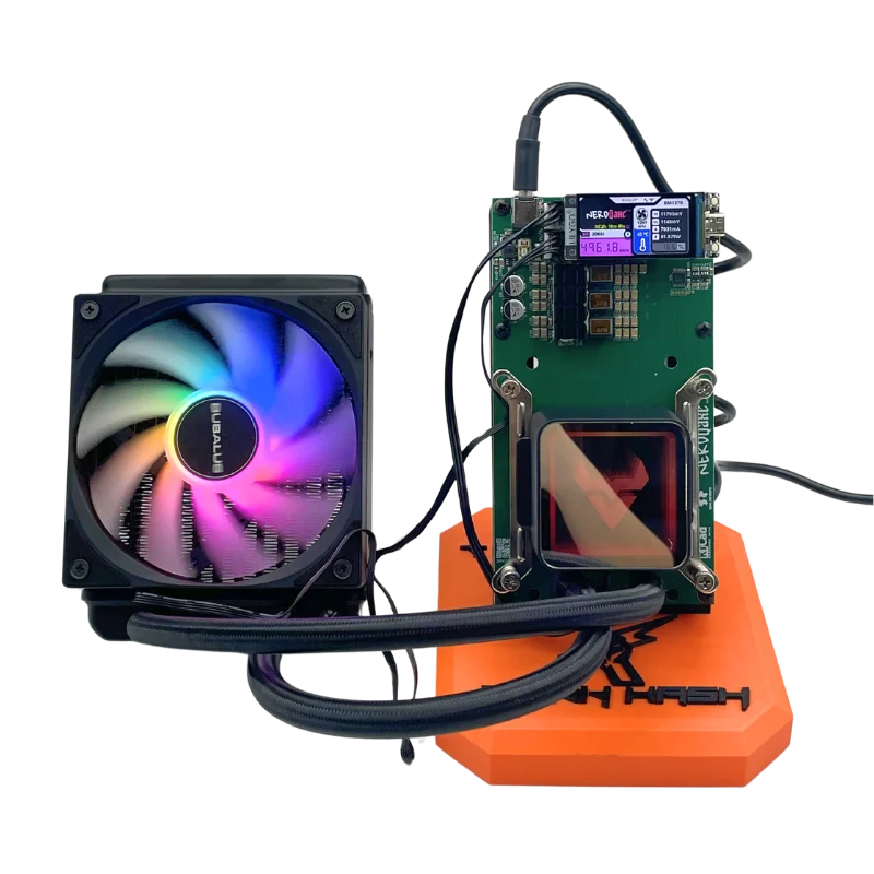 Hydro Cooling Bitaxe NerdQaxe++ ASIC Miner – 4.8TH/s NerdQAxe+ + Refrigeração a água com todos os tipos de plug NerdQAxe