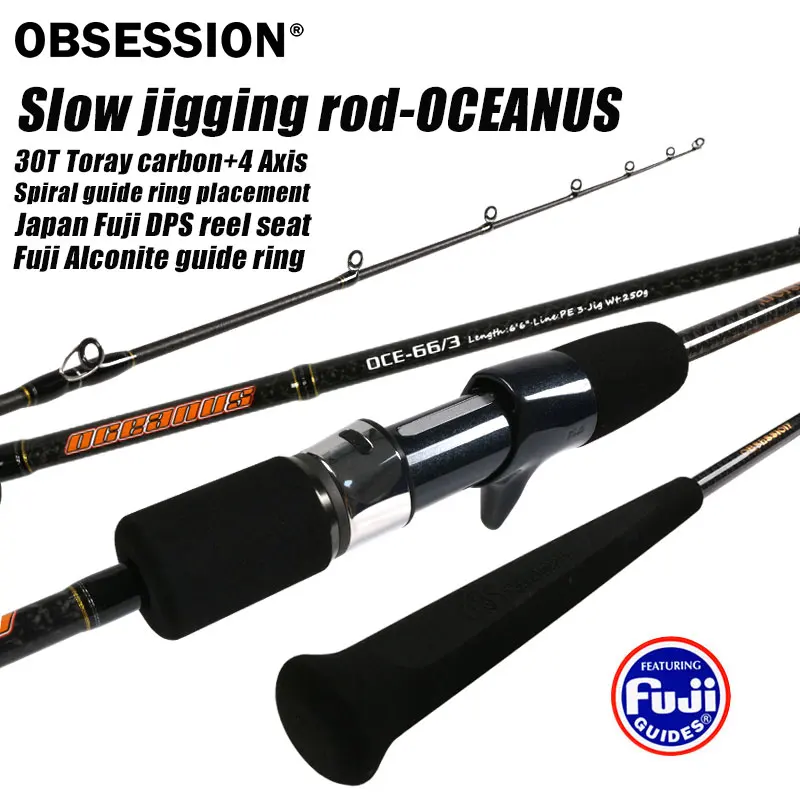 

OBSESSION 1.98m OCEANUS Slow Jigging Ocean Trolling Fishing Rod Casting Jigging Rod Japan FUJI Guide Long Casting Fishing Rod