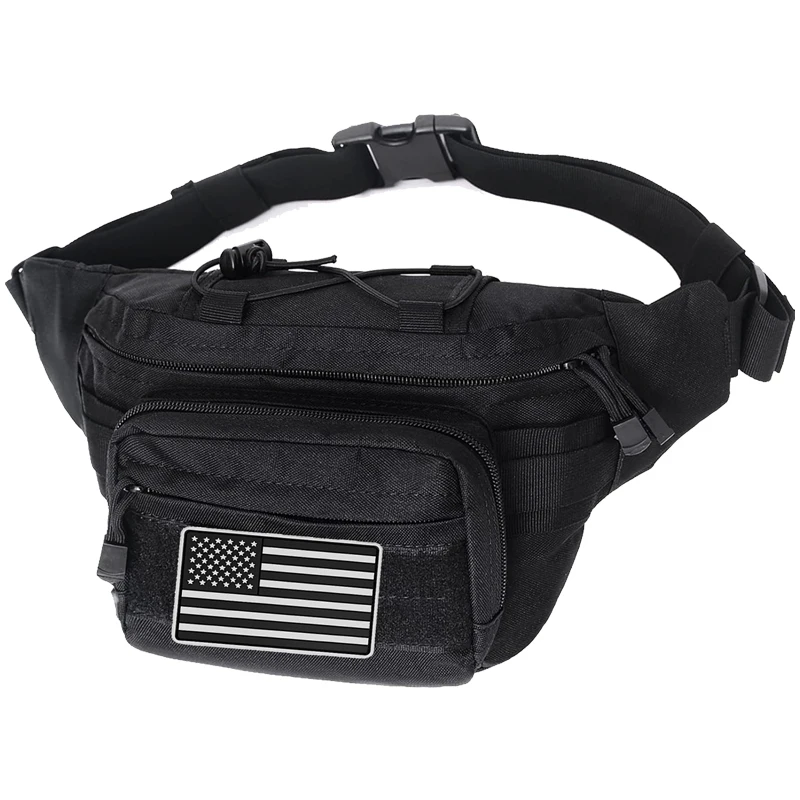 

Sport Fanny Pack Outdoor Waist Bag Pack Hip Bum EDC Bag with Adjustable Strap for Hiking Climbing Fishing with U.S Patch