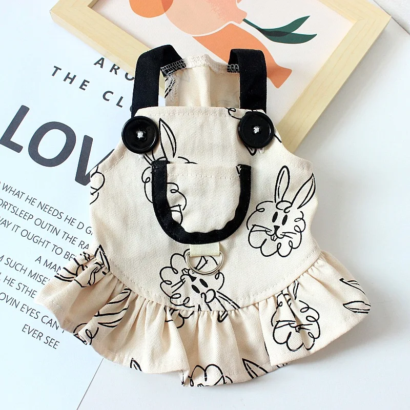 Pet Dog  Jumpsuits for Rabbit Print Dog Sling Dress Summer Winter Pet Outfits Puppy Skirt Dog Clothes