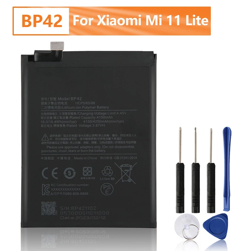 

Replacement Battery BP42 For Xiaomi Mi 11 Lite BP42 Replacement Phone Battery 4250mAh + Tool