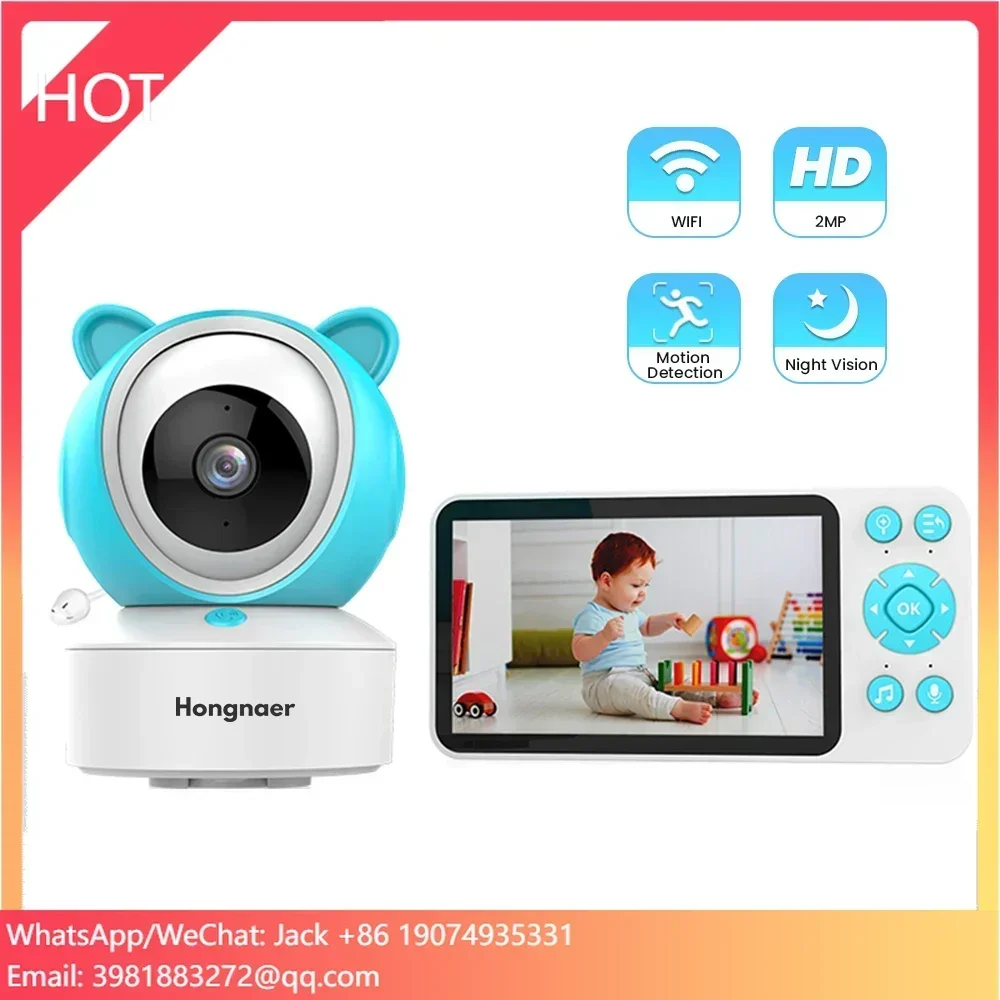 Hongnaer Smartlife Baby Sleep 1080P 5 Inch LCD Screen PTZ Camera Tuya 2.4G WiFi Wireless Audio Video Smart Baby