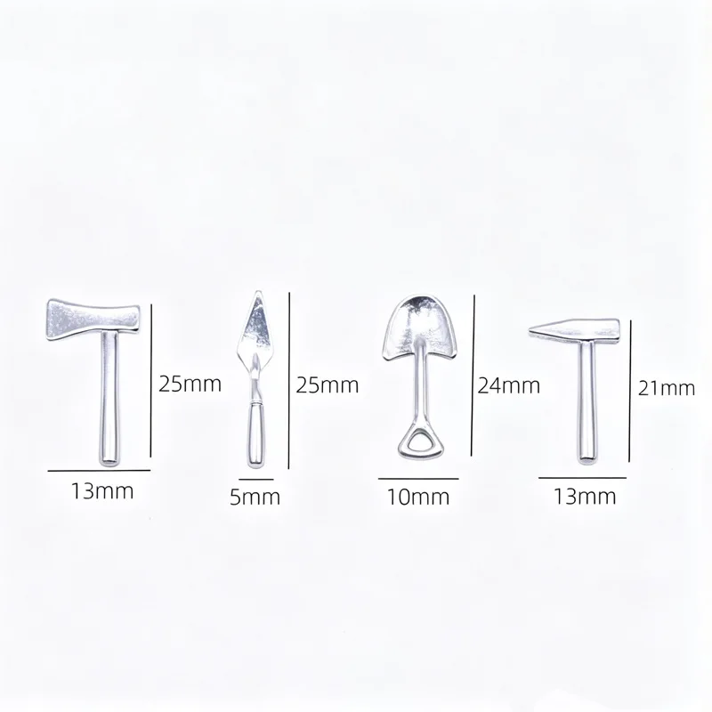 4pcs Mini Alloy Tool Set Axe Shovel Hammer Model Miniature DIY Dollhouse Outdoor Scene Doll Accessories Desktop Decor