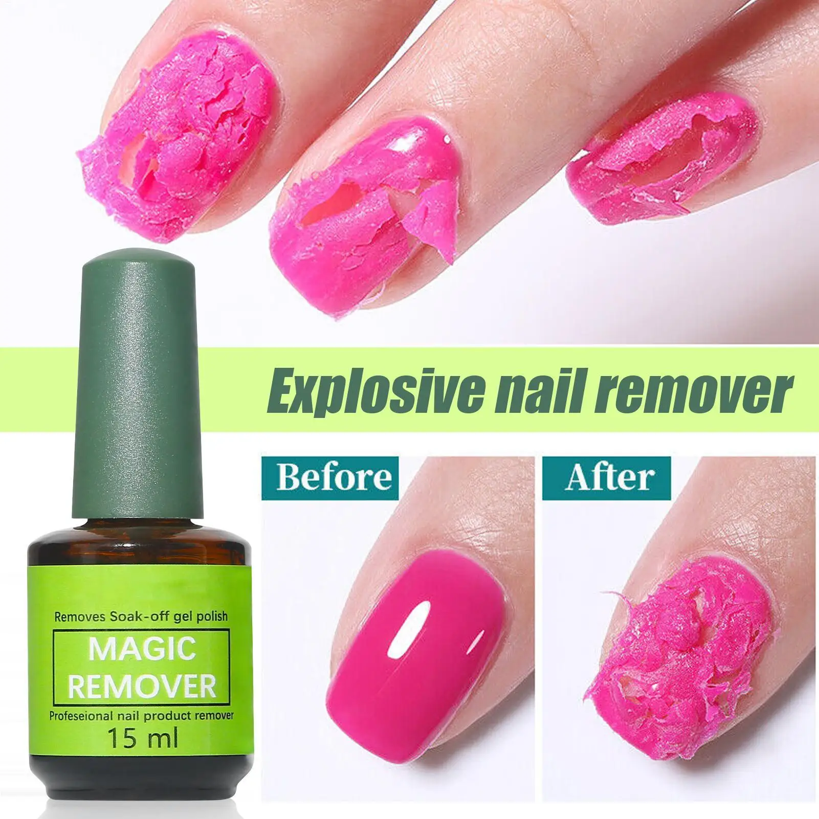 Gel-Nagellackentferner, Nagellack zum Einweichen, 3 Minuten entfernen schnell und leicht Gel-Nagellack, 15 ml, schnell wirkendes Maniküre-Werkzeug