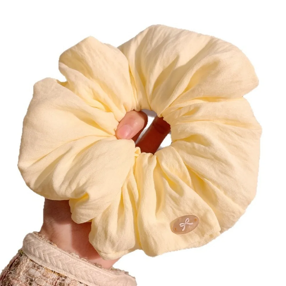 Conjunto de diadema de tela de gran tamaño, 1/2 Uds., nicho bonito y fresco, esquema de Color amarillo y blanco y diseño plisado para un estilo callejero diario