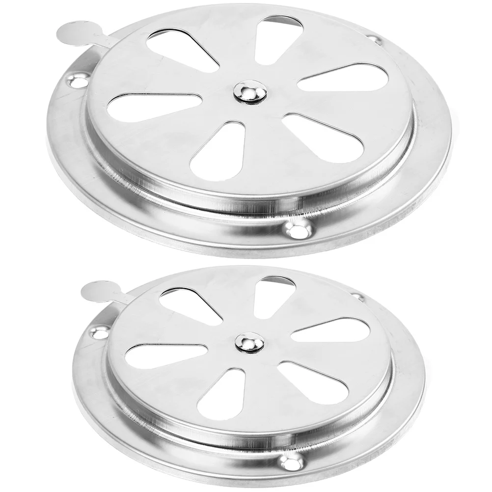 2 Pcs Louvered Ventilator Cover Adjustable Ventilation Holes Round Stainless Steel Air Oven