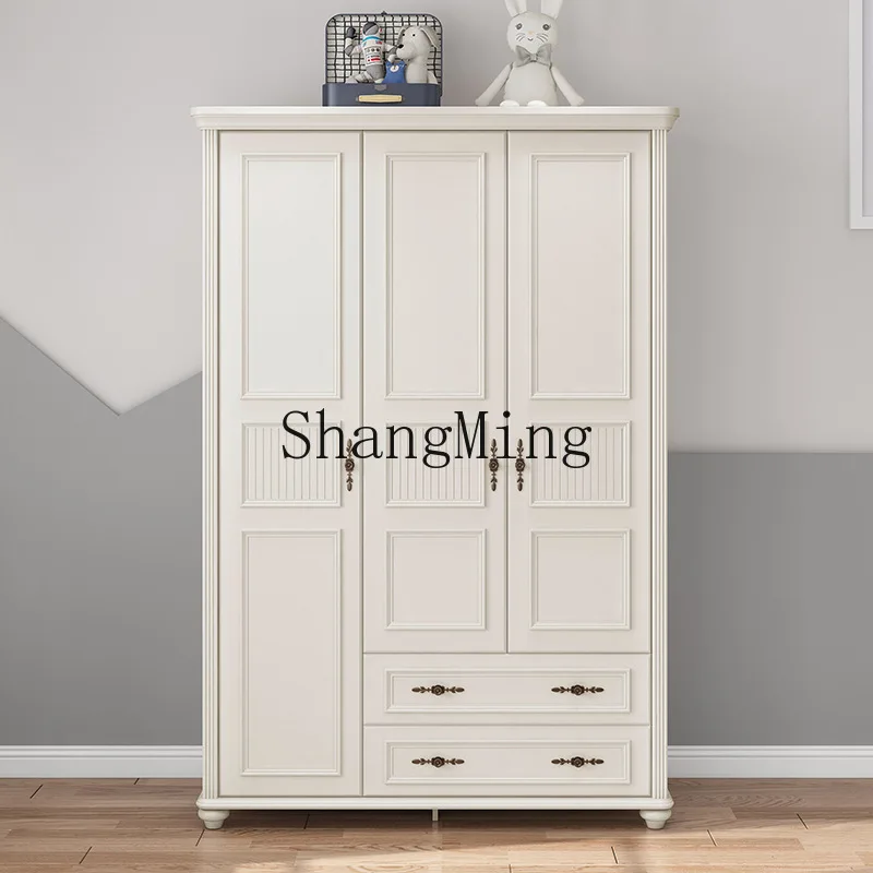 

ZYY household simple solid wood bedroom three-door single e****mical white storage storage locker