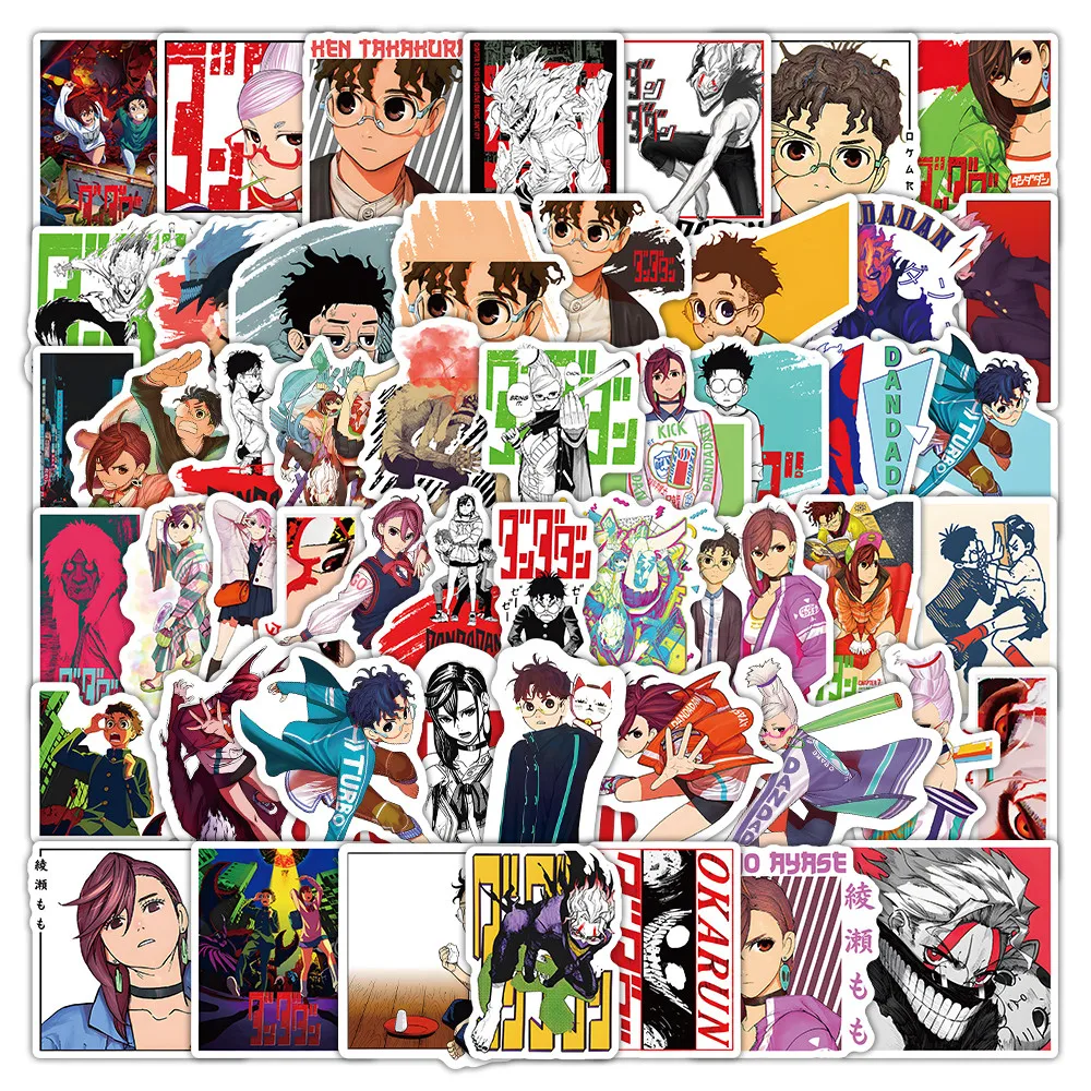 53 adesivi Anime Dandadan Action Squad - Decalcomanie Edgy Doodle per skateboard, attrezzature da gioco e regali per adolescenti
