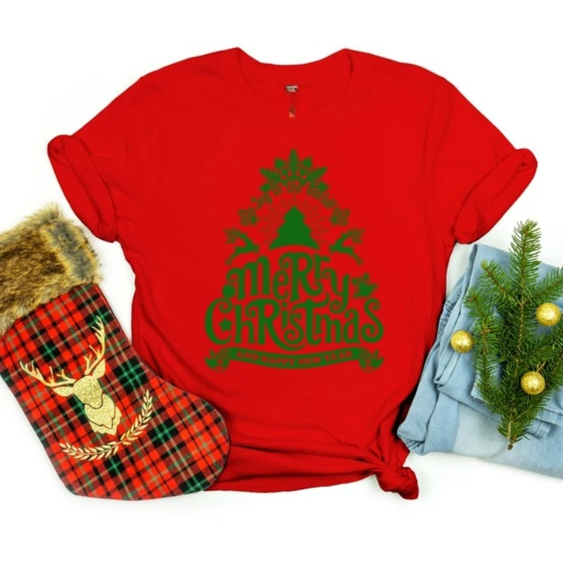 قميص Joy To The World، قميص عيد ميلاد سعيد ورأس السنة الجديدة السعيدة، قمصان قطنية عالية الجودة لعائلة عيد الميلاد في الهواء الطلق #2