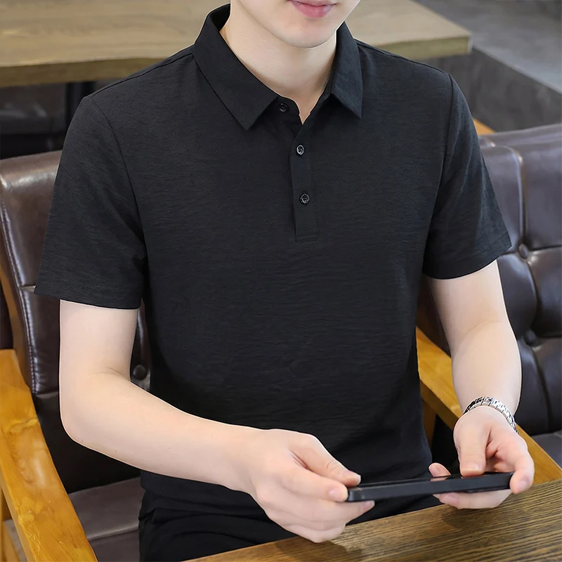 2026 Summer New Style Men's Fashion Casual Thin Breathable Collar Short-Sleeved T-Shirt Polo Shirt Top