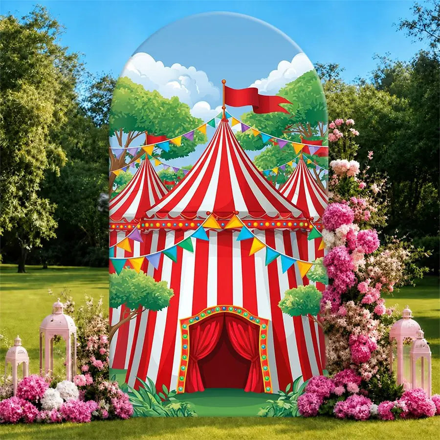 

Circus Tent Arch Backdrop Cover Party Backdrop Fabric Cover Birthday Party Baby Shower Photo Background Event Party Decoration