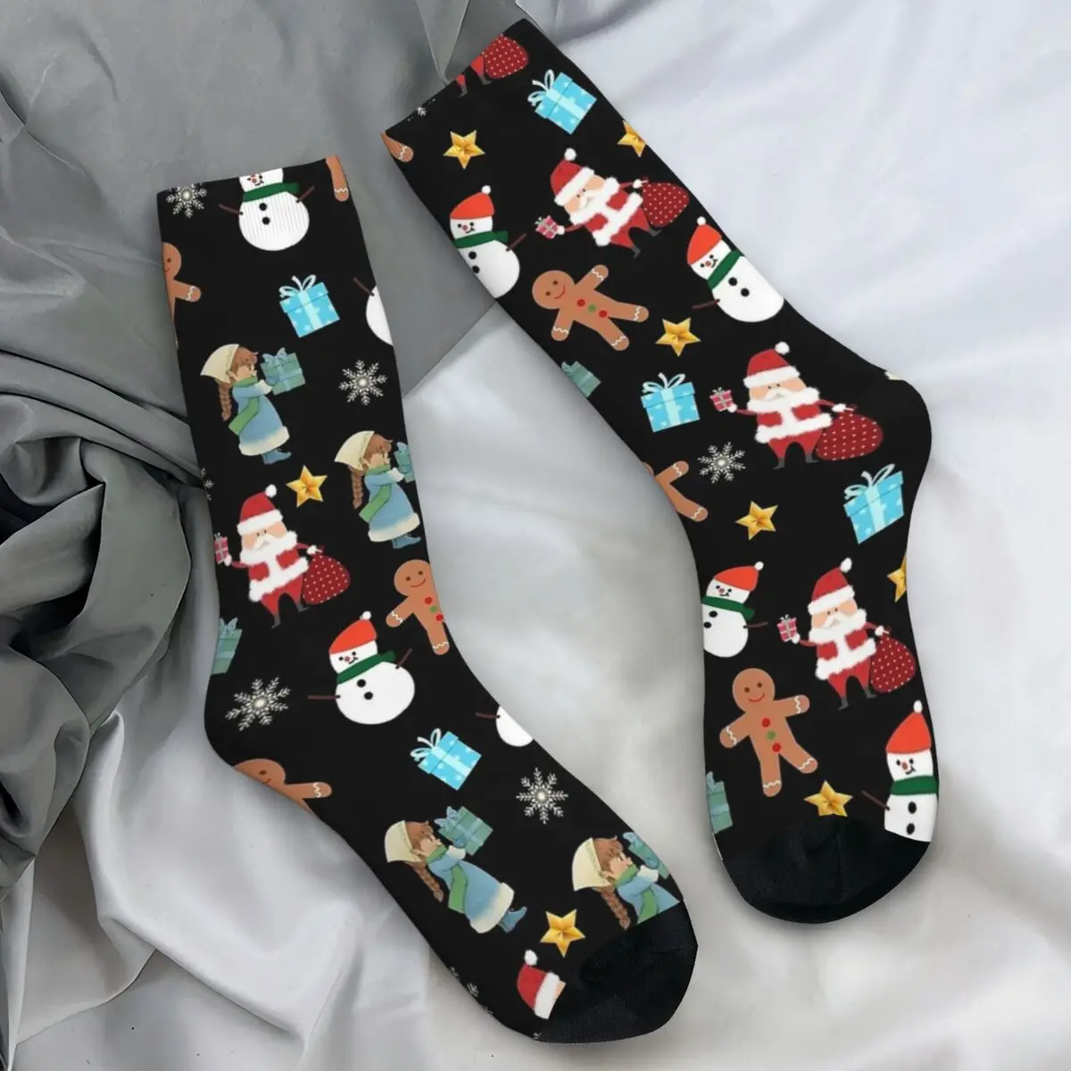 

Merry Christmas Santa With Gifts Stockings Snowman Design Funny Socks Winter Non Slip Socks Adults Men Climbing Breathable Socks