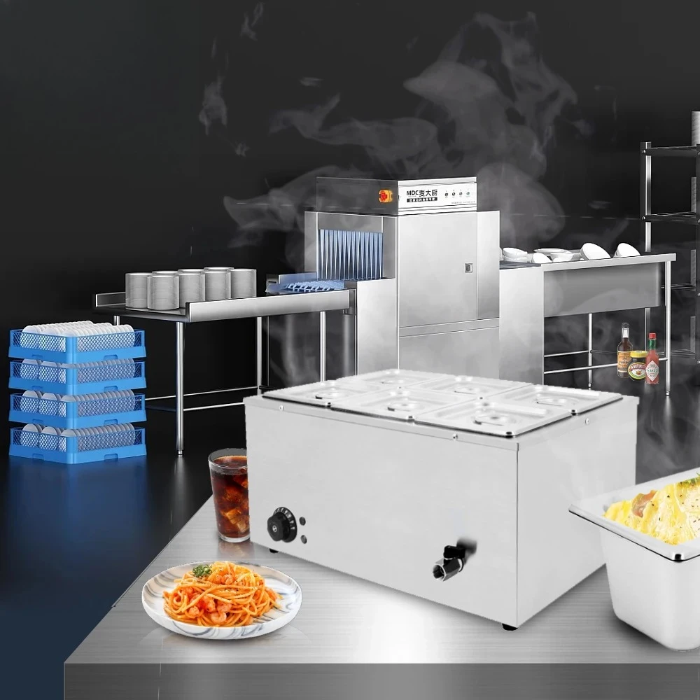 Restaurant Equipment Electric Bain Marie Commercial 6 Pots Food and Soup Warmer