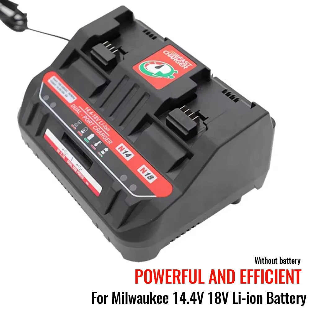 

Зарядное устройство для литий-ионных аккумуляторов M18 с двумя USB-портами для Milwaukee 14.4V 18V M18 серий 48-11-24xx, ток зарядки 6А