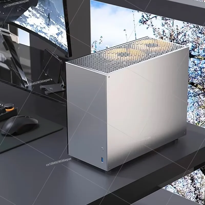 C2P MATX ITX Mini Computer Case with Full Aluminum Glass Side Transparent ATX Power Supply K88 Mini Computer Case